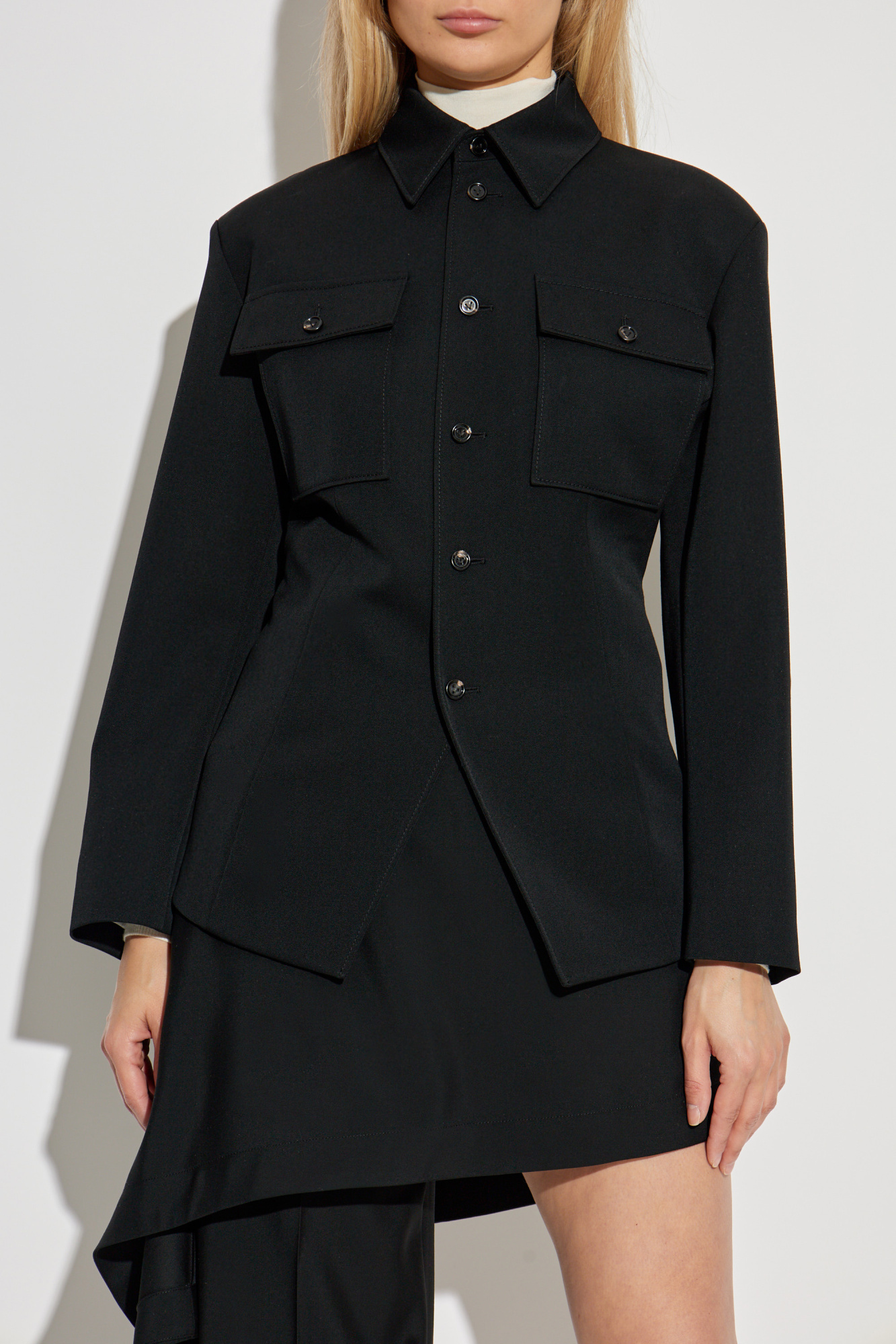 BOTTEGA VENETA WOOL JACKETノットボタン 834986V4CB01307 Bottega Veneta Subtle Stripe Knot Button Wool Jacket